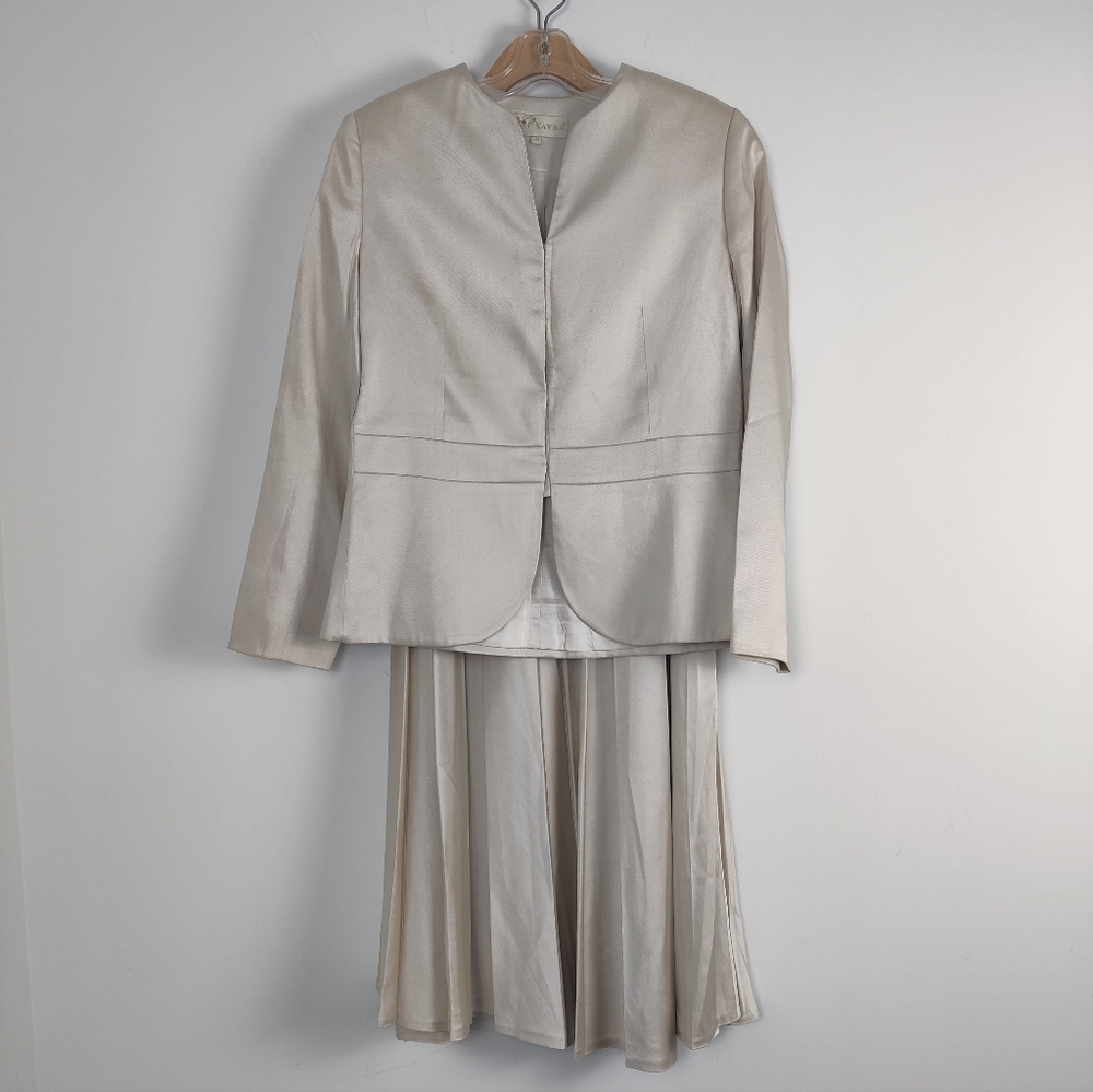 Women's Kayra Beige Evening Skirt with Blazer - Size 42